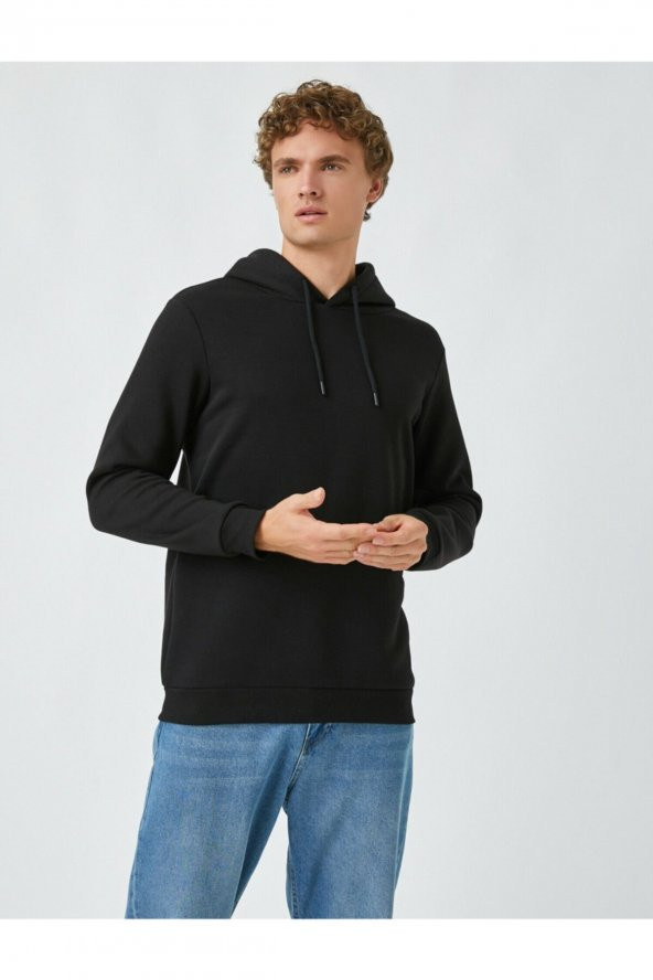 Basic Kapşonlu Sweatshirt - 9