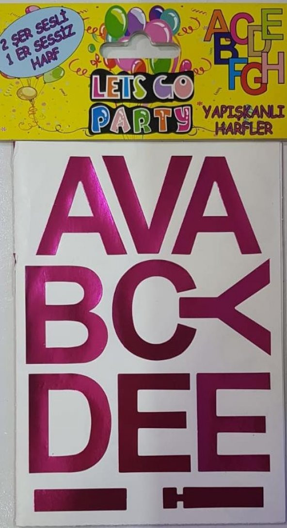 YAPIŞKANLI HARFLER PEMBE