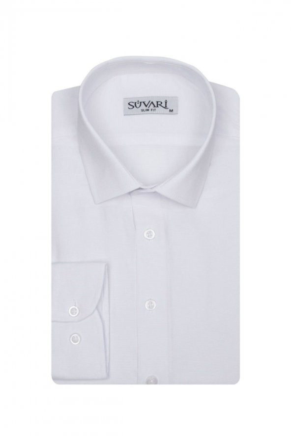 Slim Fit Armür Desenli Erkek Gömlek - 5
