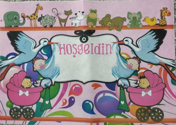 BEZ AFİŞ BEBEK TEMALI PEMBE HOŞGELDİN