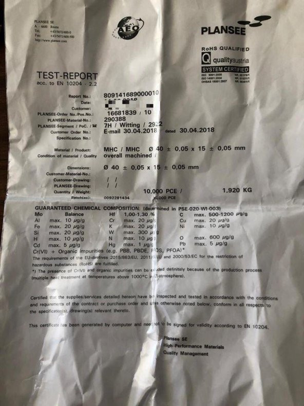 Plansee Alüminyum Alaşımlı Hammadde Kütle 40x15mm - Alüminyum Biyet - Resim 7