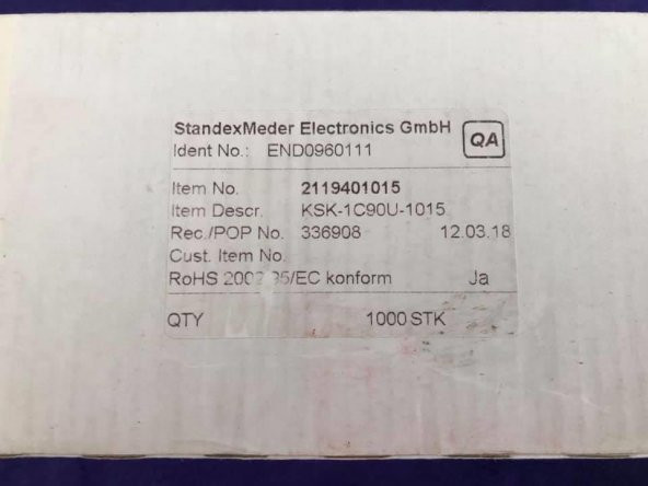 Standex-Meder KSK-1C90U-1015 175V 500mA 10W Reed Switch - Manyetik Anahtar - Resim 5