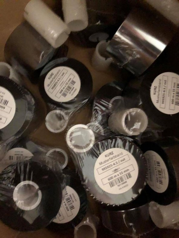 Kurz 995925-4.5 / Out Siyah Wax Ribon 600m x 55mm - Termal Transfer Baskı Kağıdı Wax Ribbon - 6