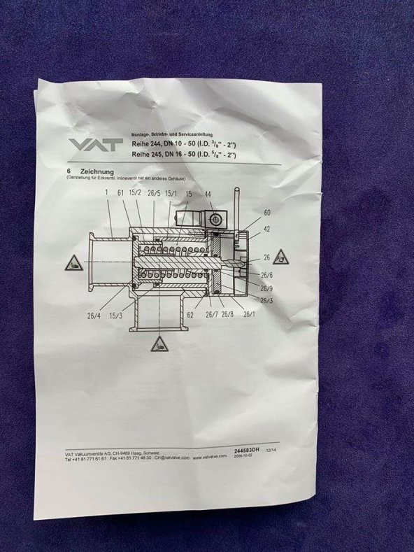 VAT 24428-KA21-BCF1 Pnömatik Vacuum Angle Valve DN 25 - Havalı Açılı Valf - 12