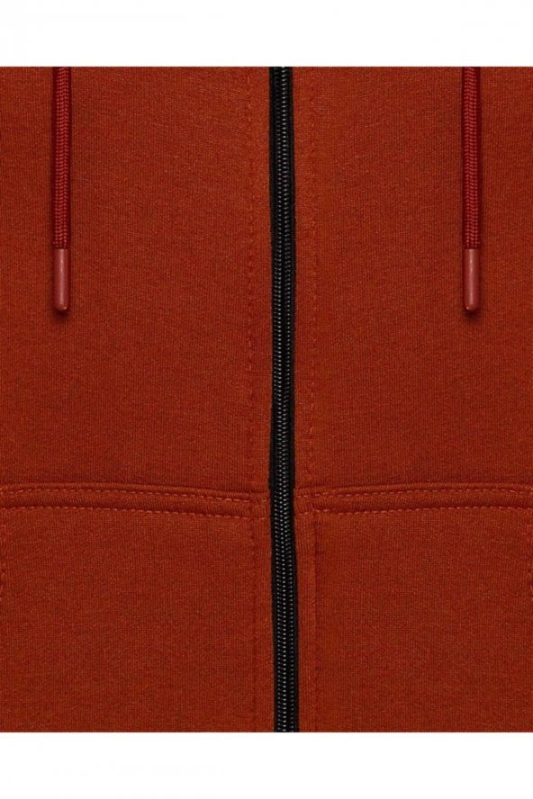 Üç Iplik Fermuarlı Kapüşonlu Yeşil Erkek Sweatshirt - Resim 6