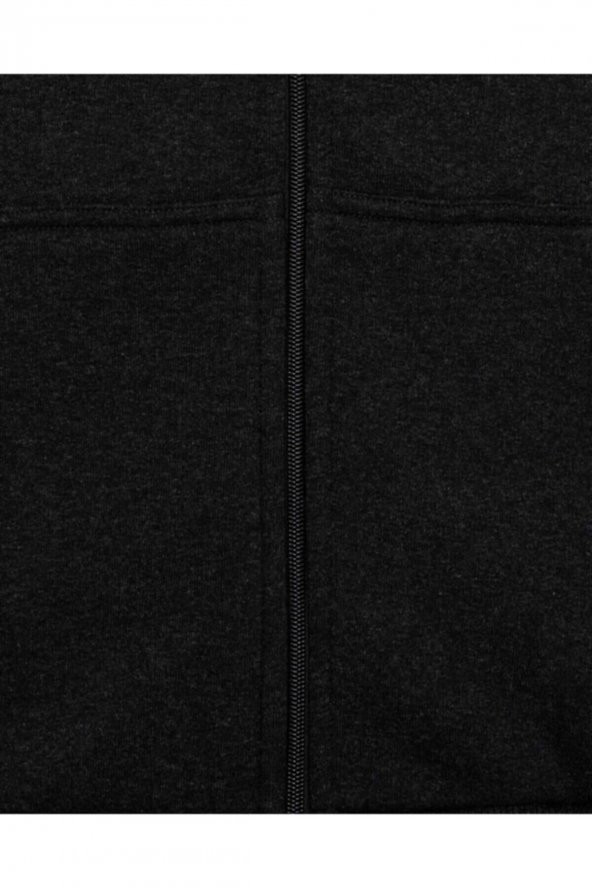 Üç Iplik Fermuarlı Kapüşonlu Yeşil Erkek Sweatshirt - Resim 8