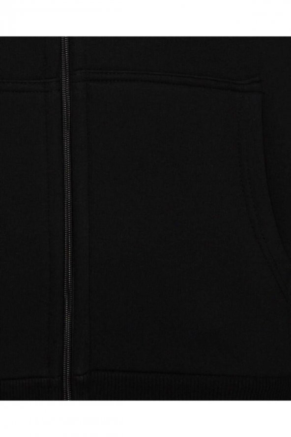 Üç Iplik Fermuarlı Kapüşonlu Yeşil Erkek Sweatshirt - Resim 10