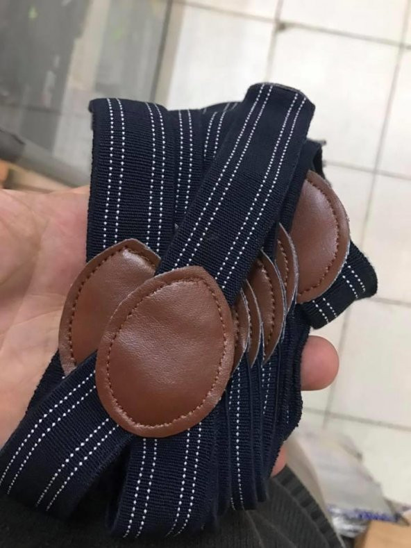 Düğmeli Tarz Derili Pantolon Askı 10 Adet - Çocuk Yetişkin Pantolon Askı - 12