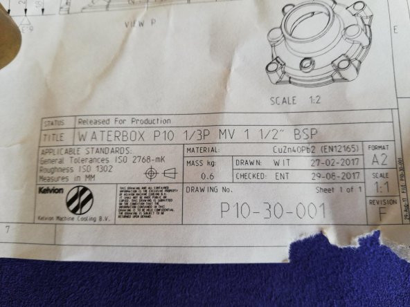 P10 1/3P MV 1 Pirinç Alaşım Eşanjör Su Kutusu CuZn40Pb2 - Resim 3