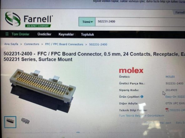 502231-2400 FFC/FPC Konnektör 10 Adet - Resim 4
