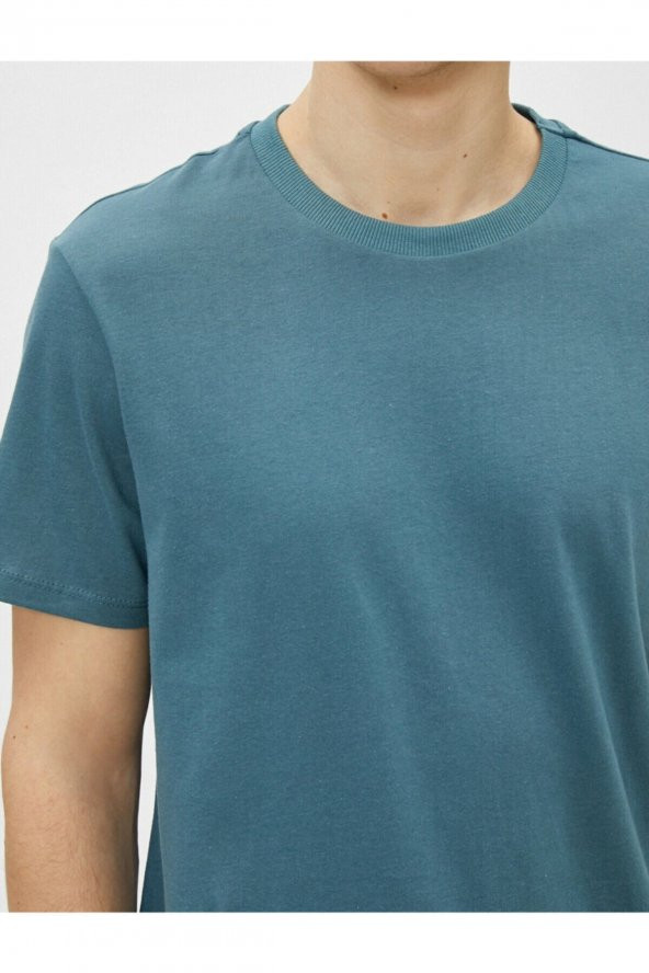 Erkek Ekru Bisiklet Yaka T-Shirt - Resim 12