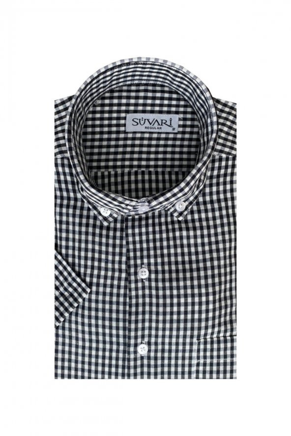 Bol Kesim Kısa Kollu Siyah Erkek Gömlek