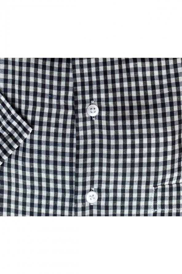 Bol Kesim Kısa Kollu Siyah Erkek Gömlek - 2