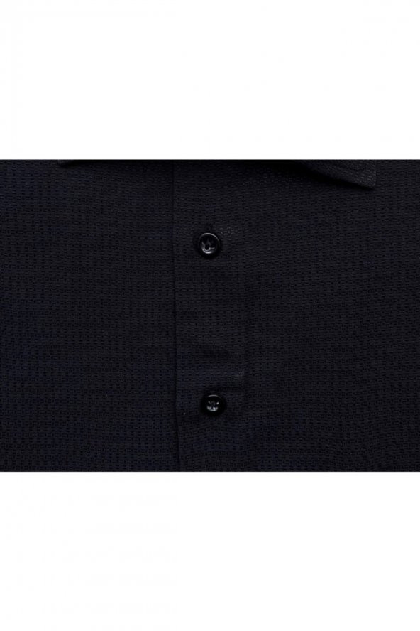 Battal Beden Armürlü Siyah Erkek Gömlek - Resim 2