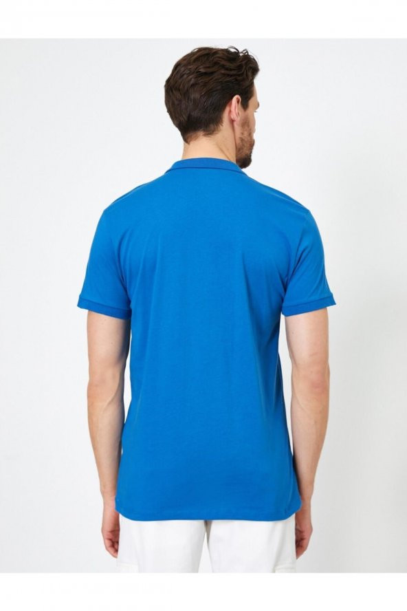Erkek Lacivert Süs Etiket Detayli Slim Fit Polo Yaka T-shirt - 3