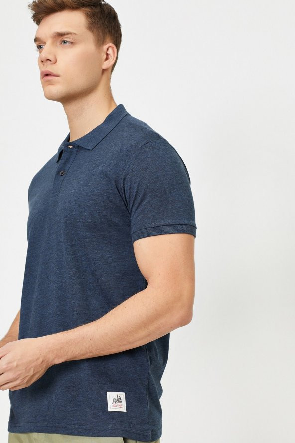 Erkek Lacivert Süs Etiket Detayli Slim Fit Polo Yaka T-shirt - 12