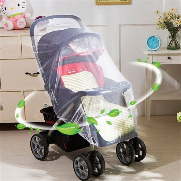 BUFFER® Bebek Arabası Puset Sinek Koruyucu Sineklik Örtü Aparat Beyaz