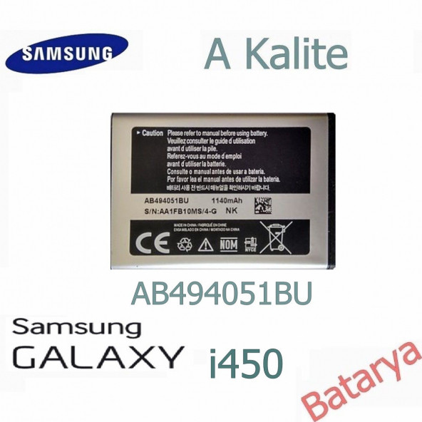Samsung i450 Batarya Ab494051Bu Uyumlu Yedek Batarya