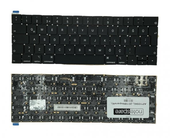 Apple MacBook Pro 15" A1990 (EMC 3215) MR932LL/A Uyumlu Klavye Siyah TR
