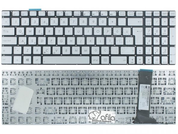 Asus N56 N550 N550J N550Ja Notebook Klavyesi - Silver - TR