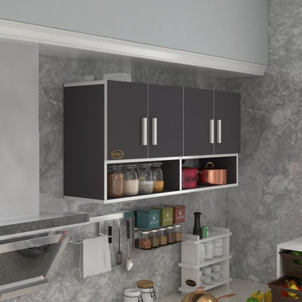 Kenzlife hazır mutfak vesper gri 060*120*22 mutfak banyo dolabı kapaklı raflı