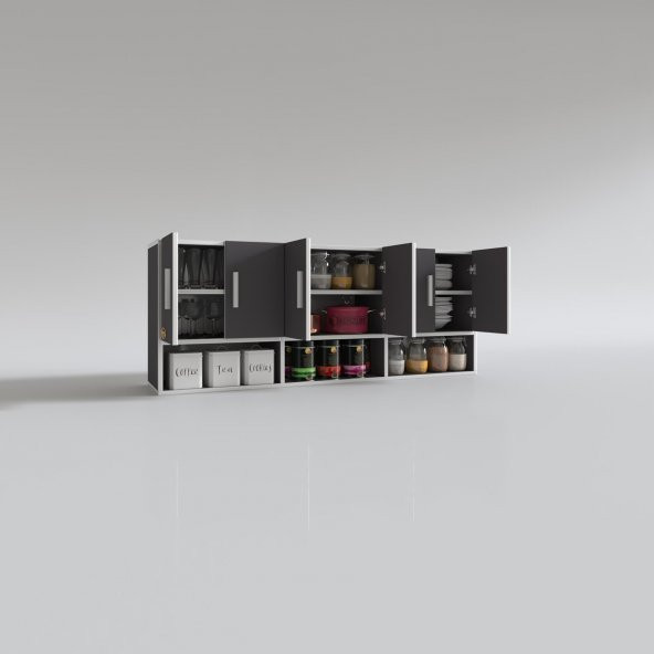 Kenzlife hazır mutfak vice gri 060*180*22 mutfak banyo dolabı kapaklı raflı - Resim 3