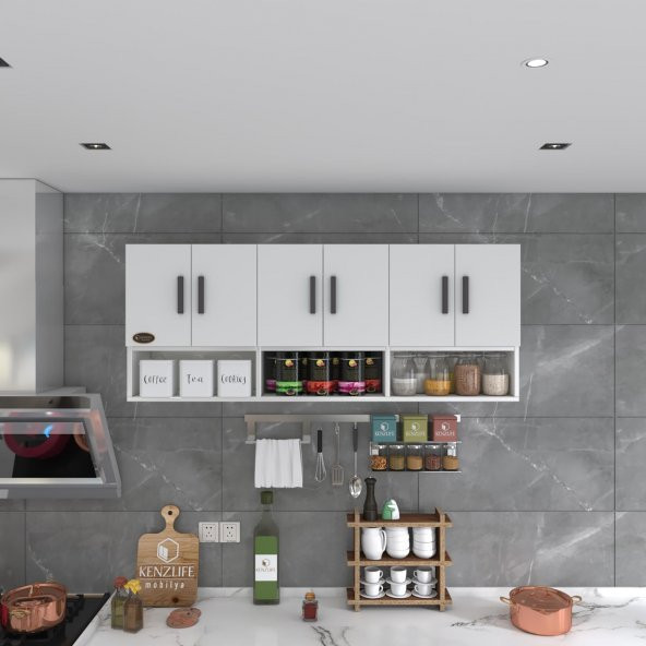 Kenzlife hazır mutfak vice byz 060*180*22 mutfak banyo dolabı kapaklı raflı - Resim 4