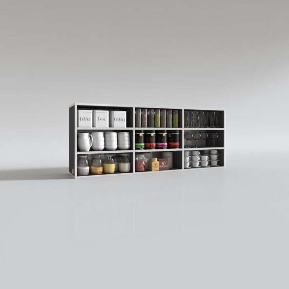 Kenzlife hazır mutfak orela gri 060*150*22 mutfak banyo dolabı kapaksız raflı - 3