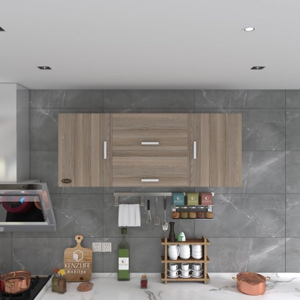 Kenzlife hazır mutfak lucida crd 060*150*22 mutfak banyo dolabı kapaklı raflı - 4