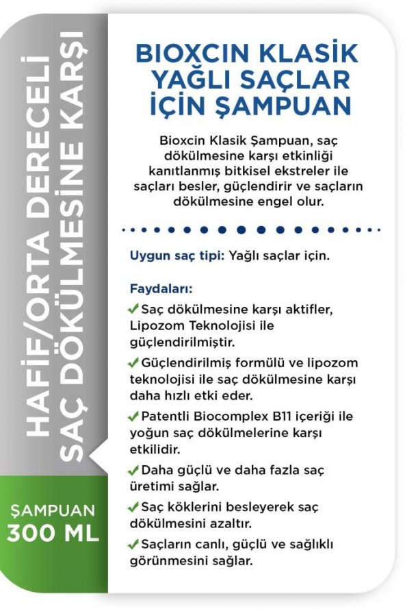 Bioxcin Klasik Yağlı Saçlar Için Şampuan 300 Ml - 3