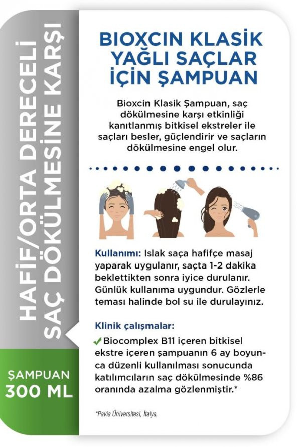 Bioxcin Klasik Yağlı Saçlar Için Şampuan 300 Ml - 4