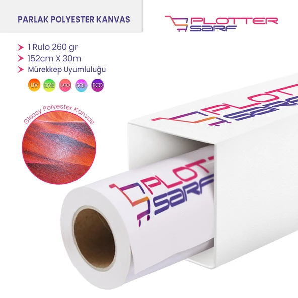 PlotterSarf Polyester Glossy (Parlak) Kanvas 260 gr Dye Tuval İç Mekan 152cm x 30 mt (1 Rulo) ürün görseli