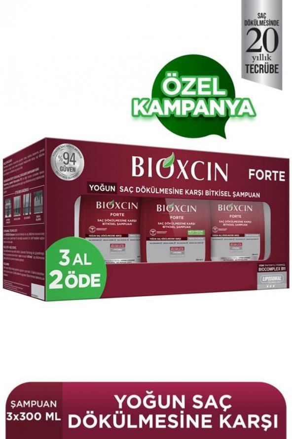 Bioxcin Forte Bitkisel Saç Dökülmesine Karşı Şampuan 3x300 ml
