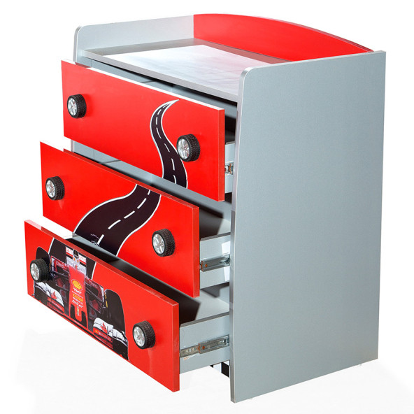 Setay Şifonyer, Formula Çocuk Odası - Arabalı Yatak Uyumlu Şifonyer, Beyaz - 4