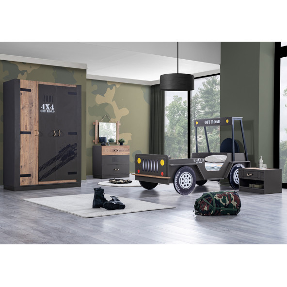 Setay Offroad Lux Çocuk Odası Takımı - Dolap, Karyola, Komodin, Şifonyer