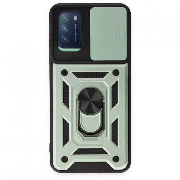 Xiaomi Redmi Note 9 4G Kılıf Kamera Korumalı Sürgülü Yüzüklü Standlı Tank - 9