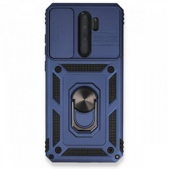 Xiaomi Redmi Note 8 Pro Kılıf Kamera Korumalı Sürgülü Yüzüklü Standlı Tank - 4