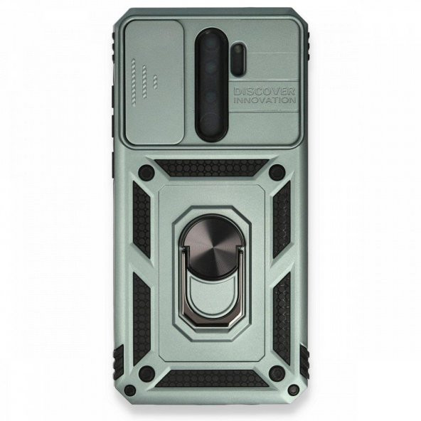 Xiaomi Redmi Note 8 Pro Kılıf Kamera Korumalı Sürgülü Yüzüklü Standlı Tank - 6