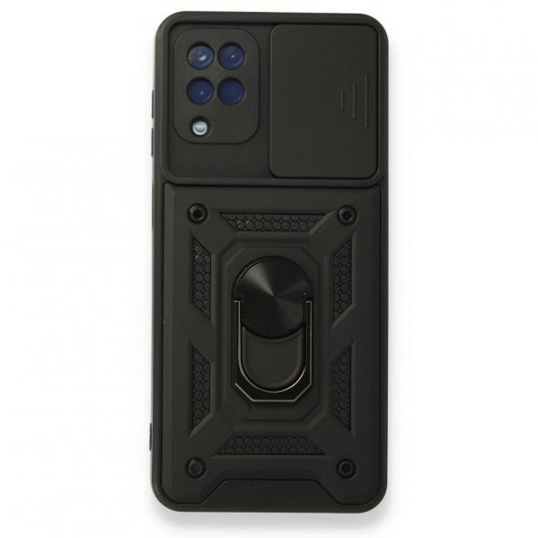 Samsung Galaxy M22 Kılıf Kamera Korumalı Sürgülü Yüzüklü Standlı Tank - 5