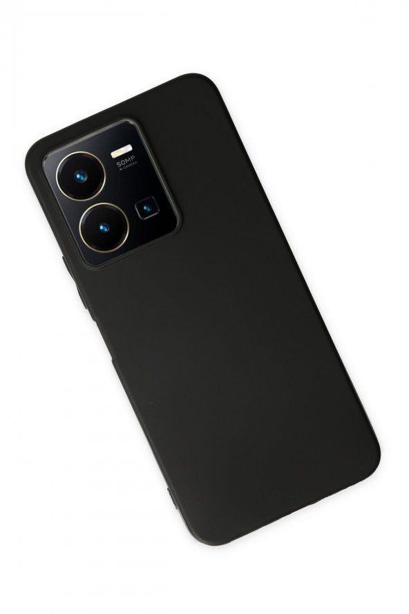 Vivo Y22S Kılıf Yumuşak Dokulu Silikon  - Siyah - 3