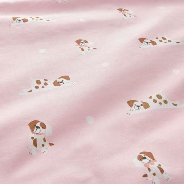 Çift Taraflı Bebek Nevresim Takımı MeridyenDukkan Pembe Renk Köpek Temalı 110x125/35x55 cm - 3