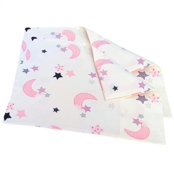 S-Mall Bebek Yastık Kılıfı 2 li - 35x45 cm - Wella Pembe Ay