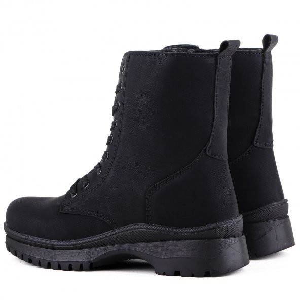 Vojo 766 Rahat Taban Fermuarlı Siyah Kadın Bot Bootie - 4