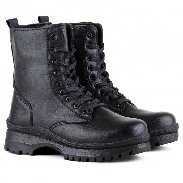 Vojo 766 Rahat Taban Fermuarlı Siyah Kadın Bot Bootie - 8