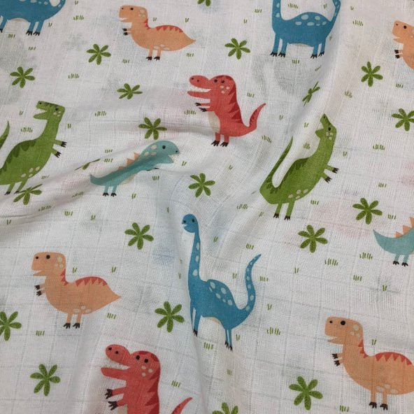 S-Mall Müslin Bebek Battaniyesi - Dinazor -100 Pamuk -75x85 cm - 3