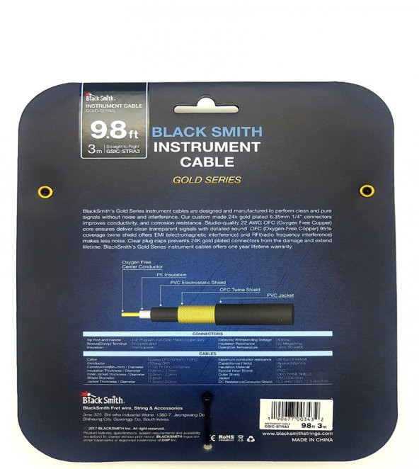 BLACKSMİTH 9.8FT 3M GOLD SERİES CABLE - 3
