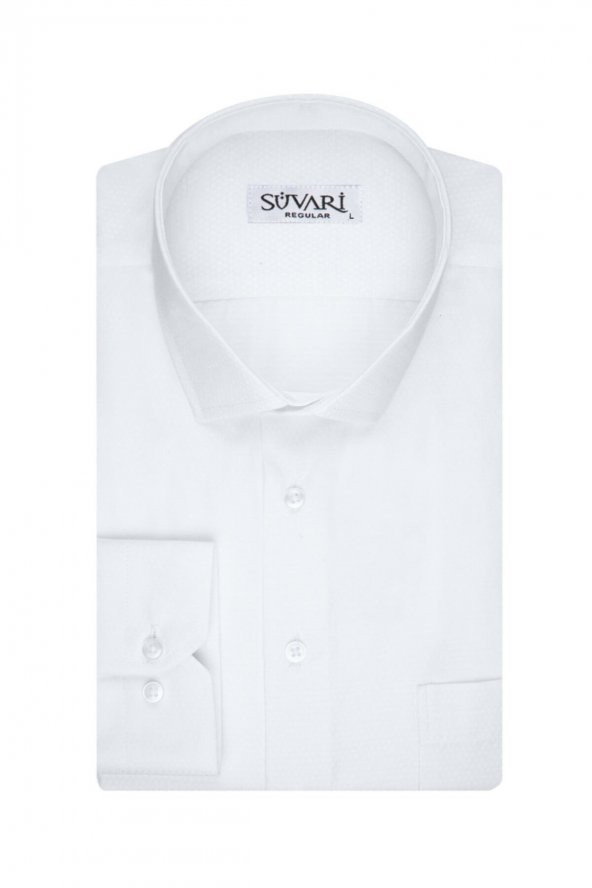 Armür Desenli Beyaz Erkek Gömlek ürün görseli