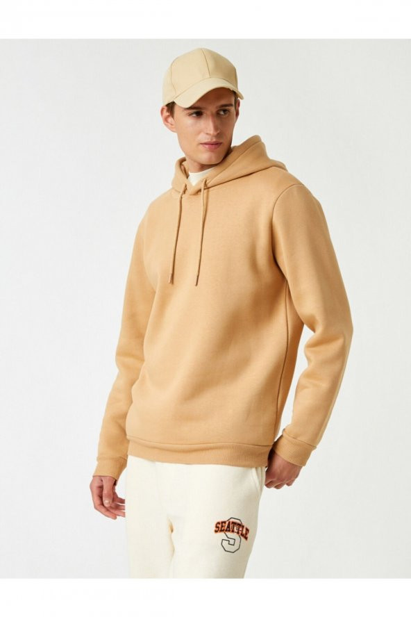 Basic Kapşonlu Sweatshirt - Resim 3