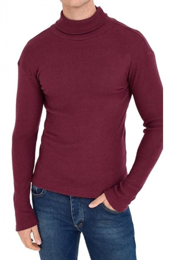 Erkek Beyaz Boğazlı Slim Fit Triko Kazak - 2