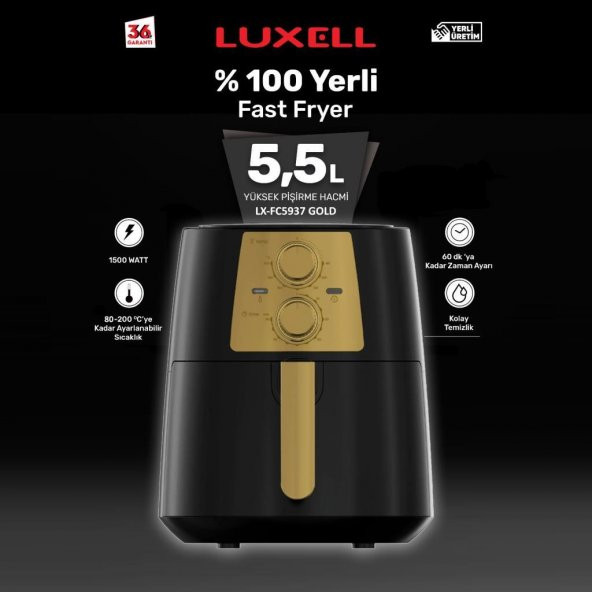 LX-FC5937 LUXELL GOLD PLUS (GOLD-BLACK) FASTFRYER